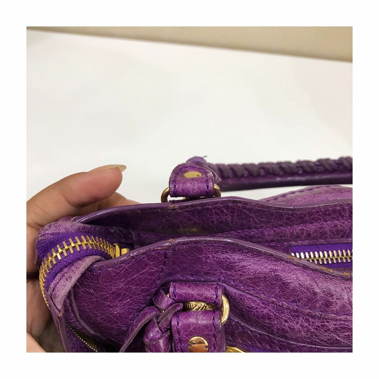 Balenciaga Purple Mini Classic Button GHW 2013  Satchel