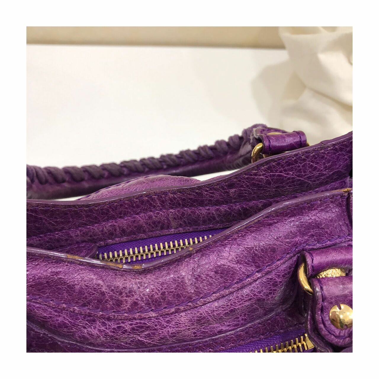 Balenciaga Purple Mini Classic Button GHW 2013  Satchel