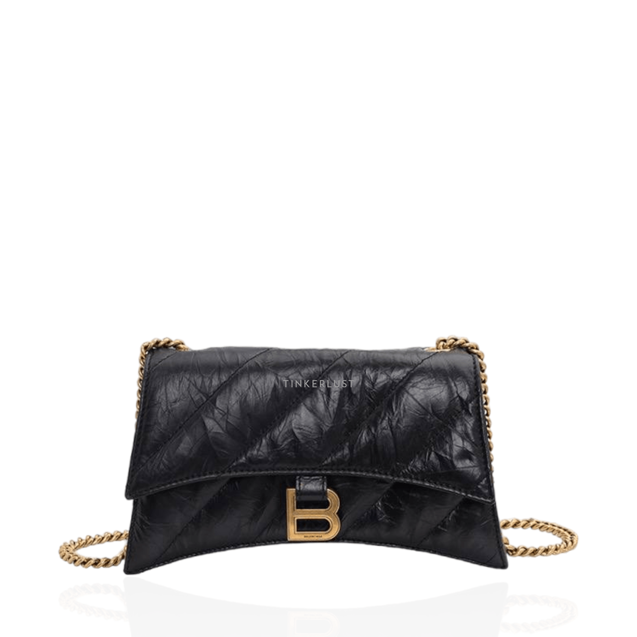 Balenciaga Crush XS Chain in Black Crushed Calfskin GHW Sling Bag