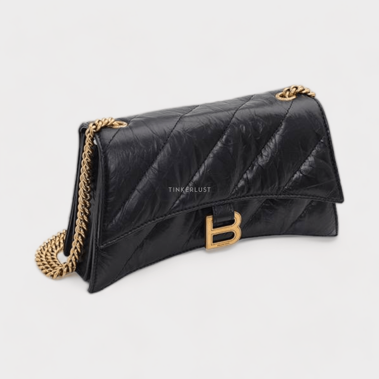 Balenciaga Crush XS Chain in Black Crushed Calfskin GHW Sling Bag