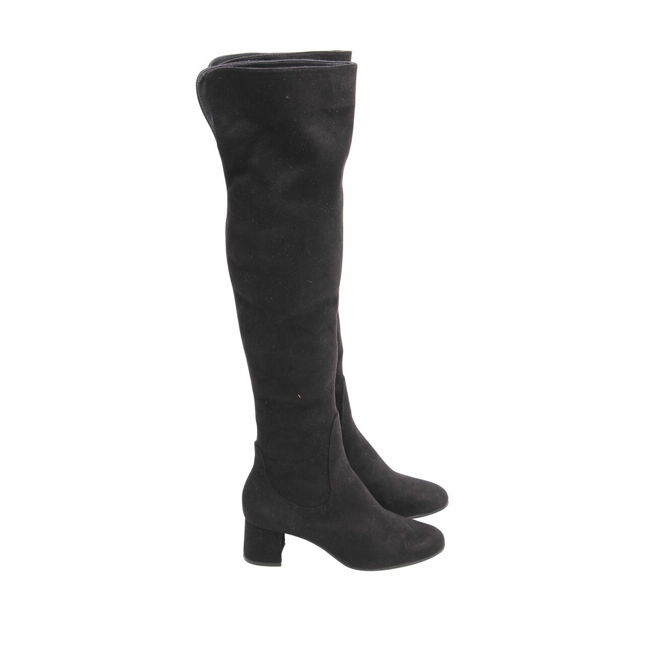 Zara Black The Knee Block Heels Boots