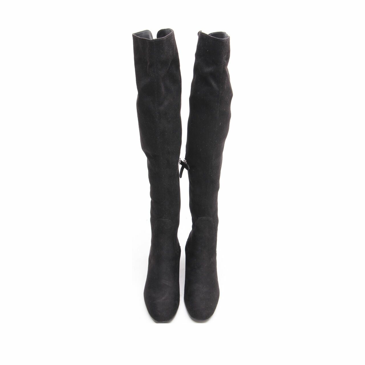 Zara Black The Knee Block Heels Boots