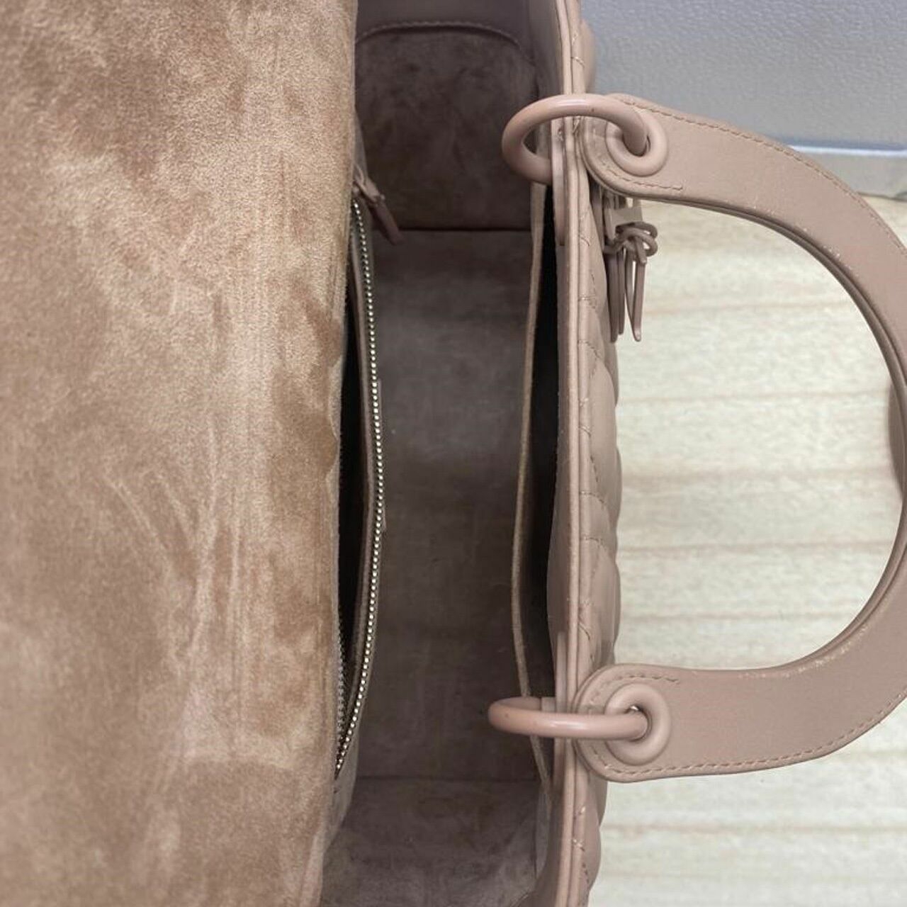 Christian Dior Matte Nude Medium Lady Dior Satchel