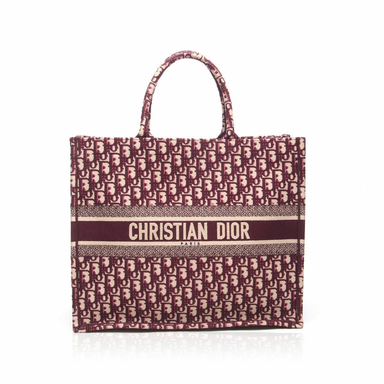 Dior Oblique Book Tote Burgundy Multicolor