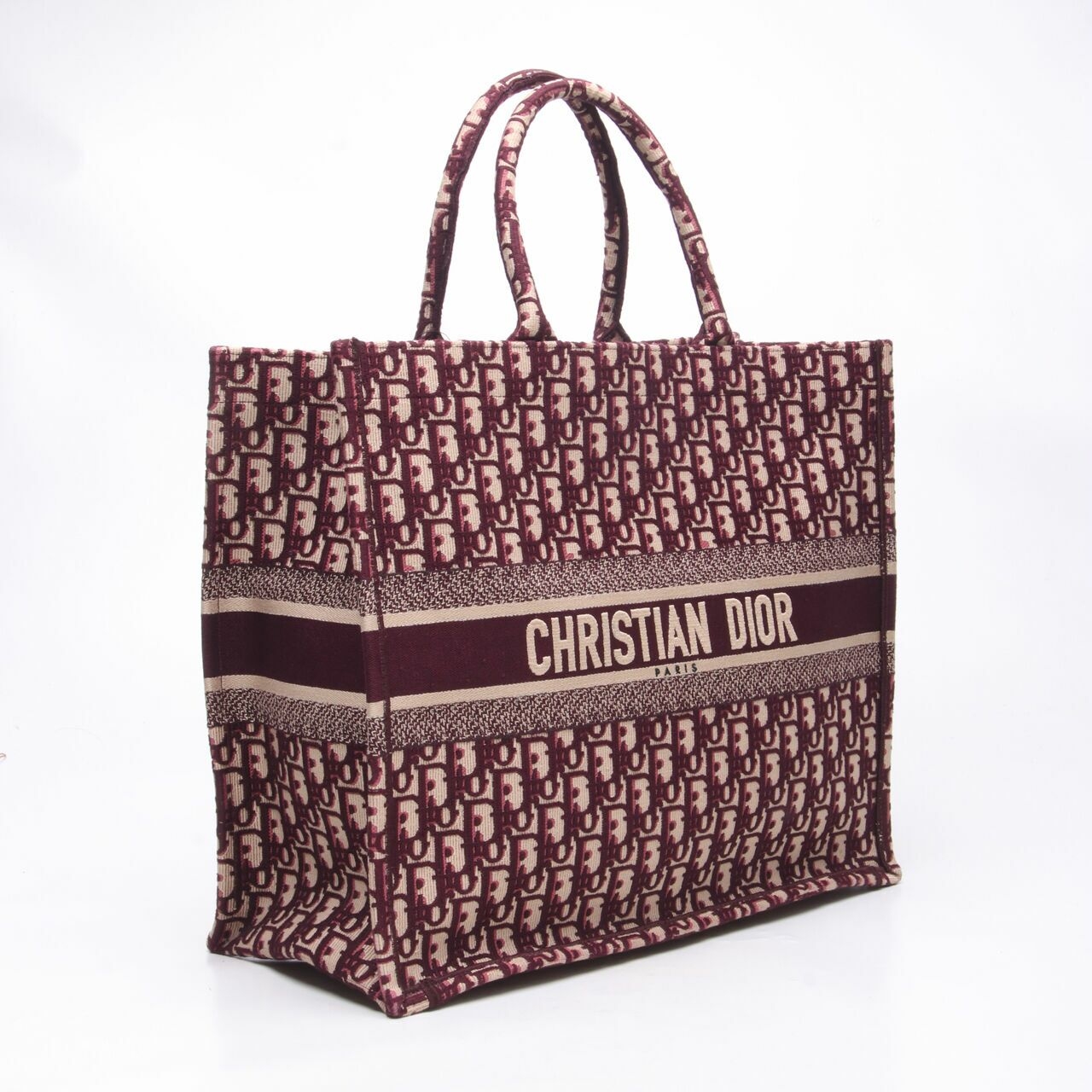 Dior Oblique Book Tote Burgundy Multicolor