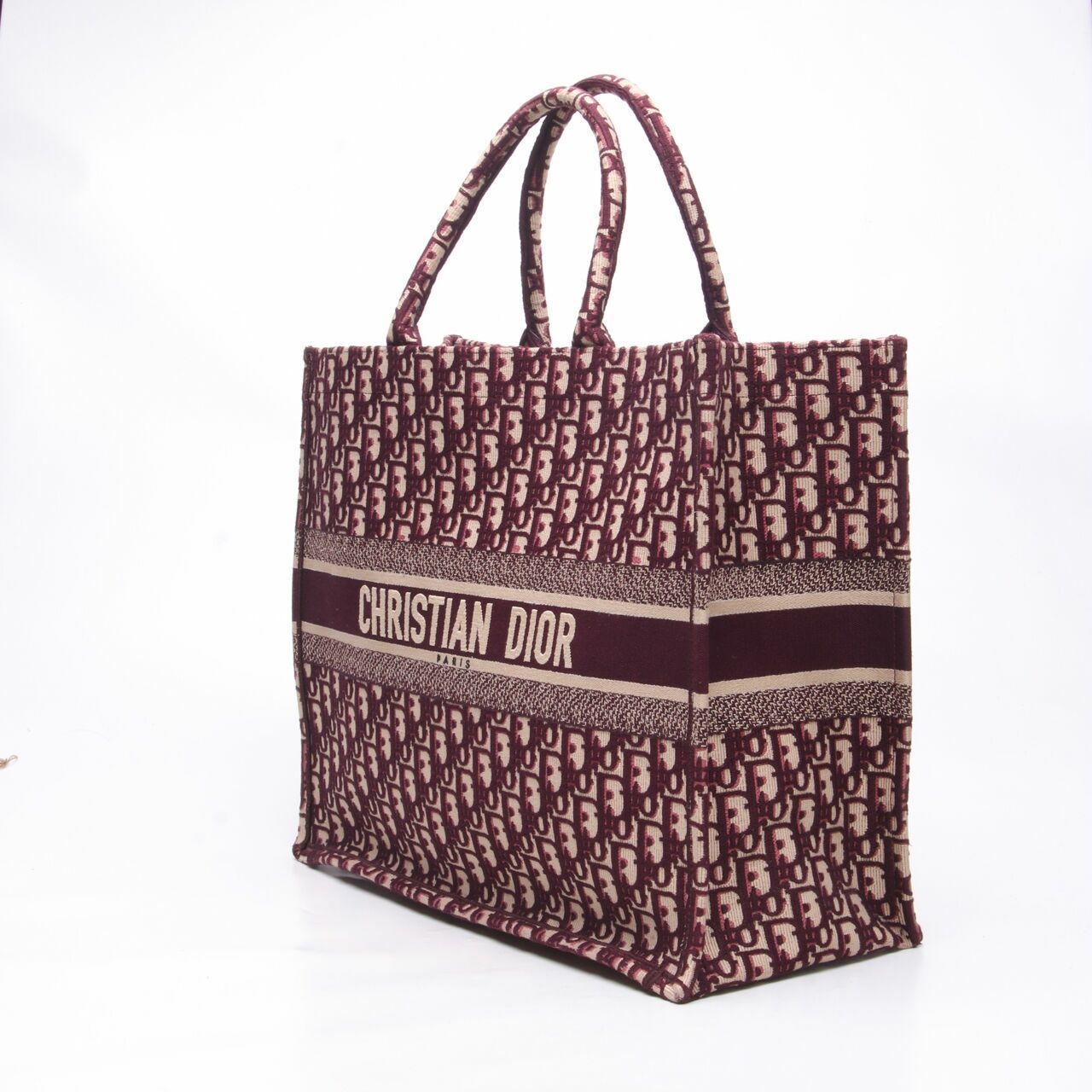 Dior Oblique Book Tote Burgundy Multicolor