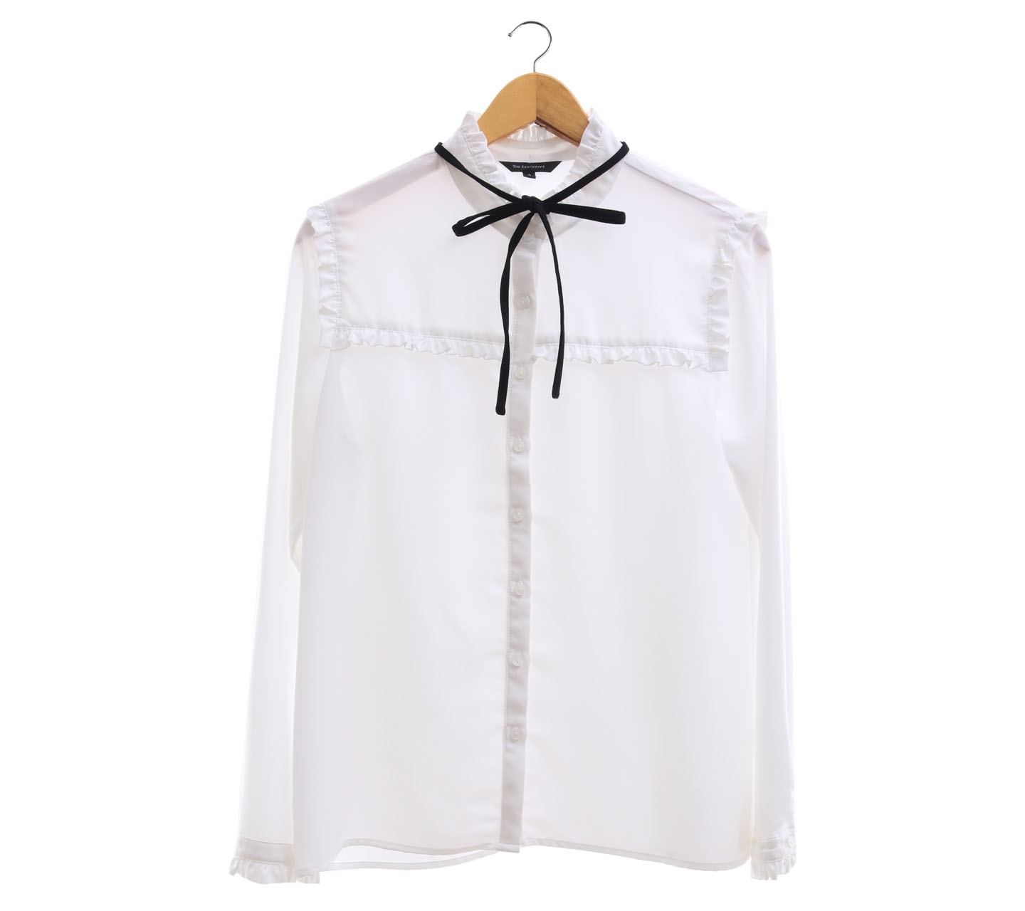 The Executive White Ruffle Blouse