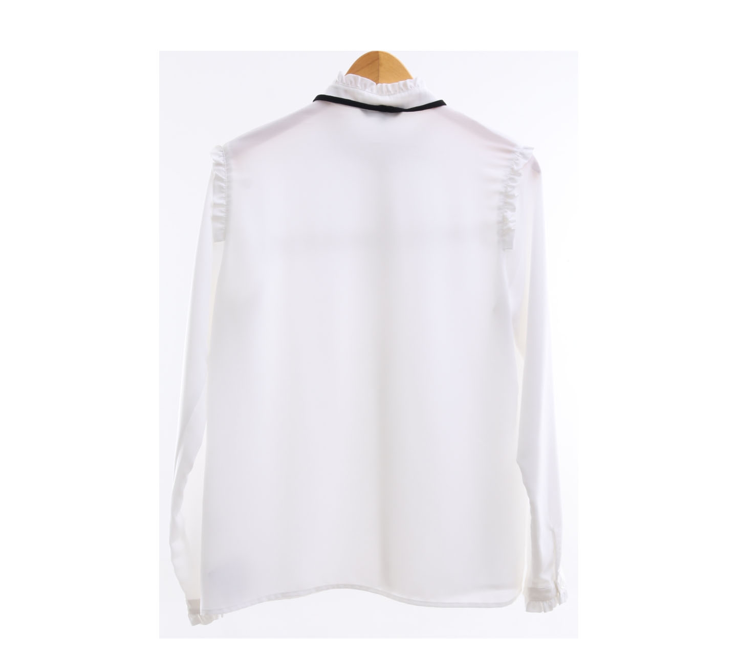 The Executive White Ruffle Blouse