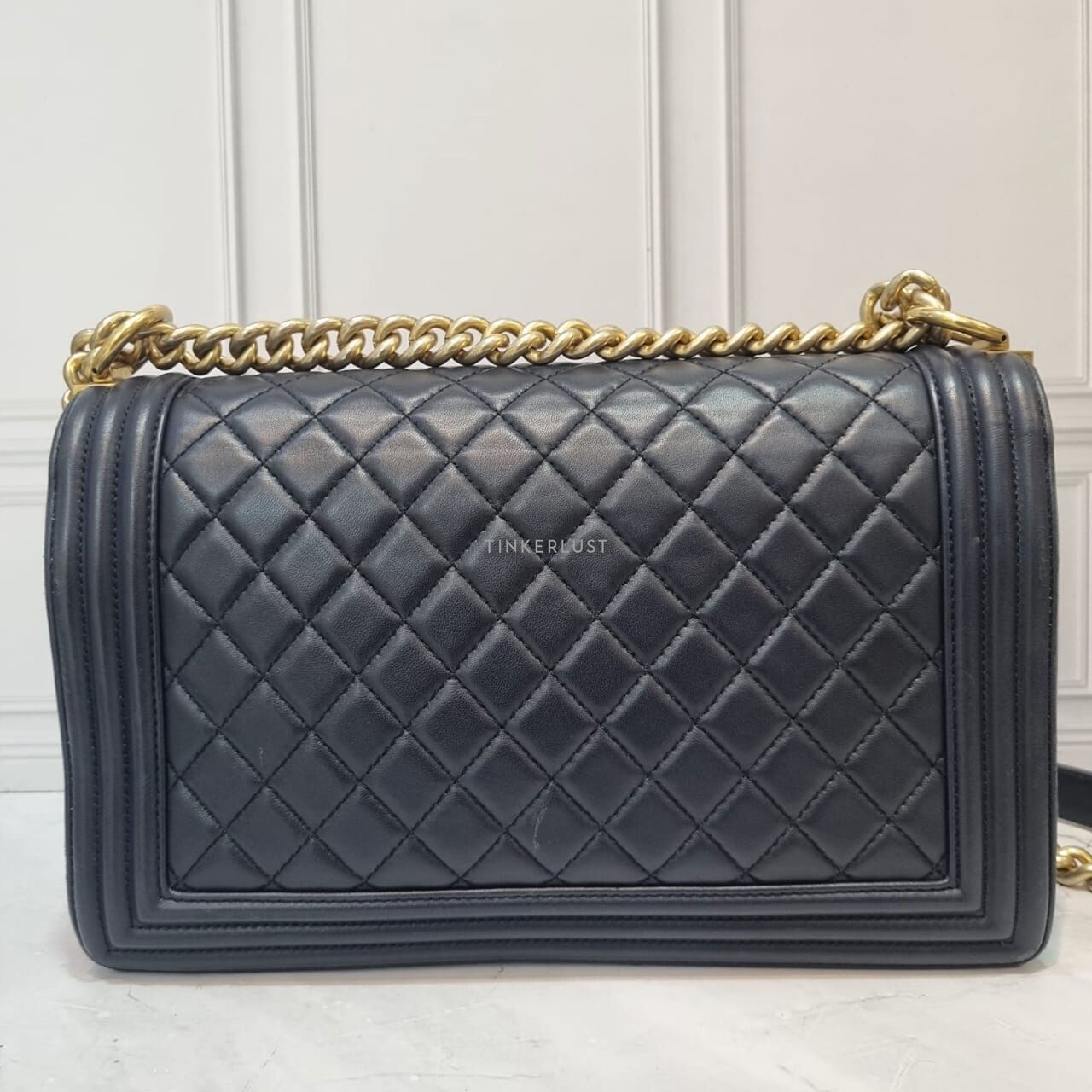 Chanel Boy 28 Lamb Navy GHW #21 Shoulder Bag