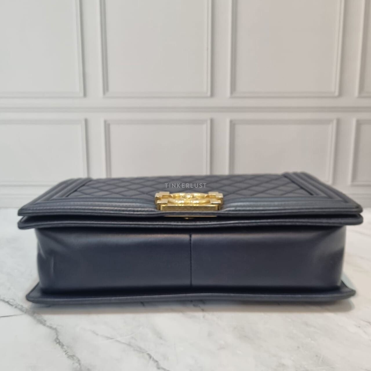 Chanel Boy 28 Lamb Navy GHW #21 Shoulder Bag