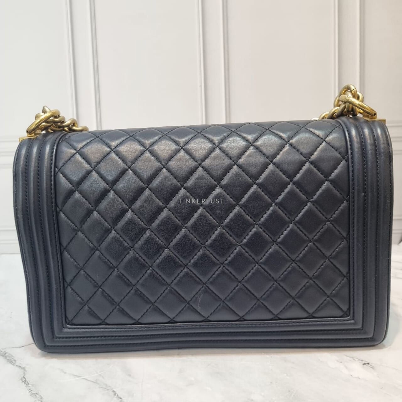 Chanel Boy 28 Lamb Navy GHW #21 Shoulder Bag