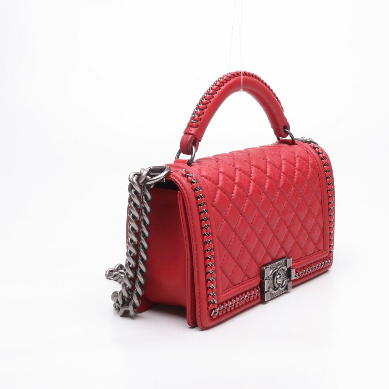 Chanel Boy Top Handle Red #23 RHW Satchel