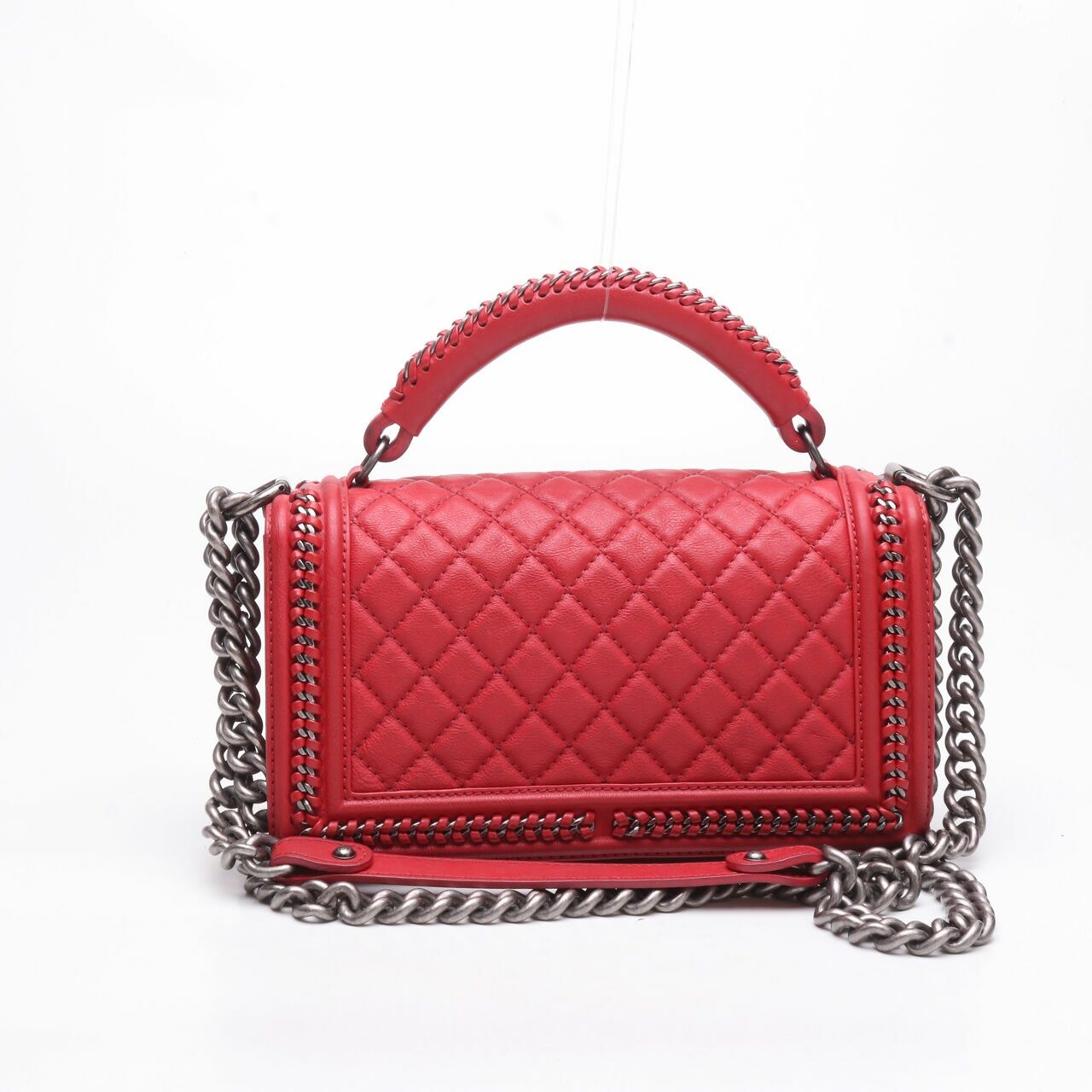 Chanel Boy Top Handle Red #23 RHW Satchel