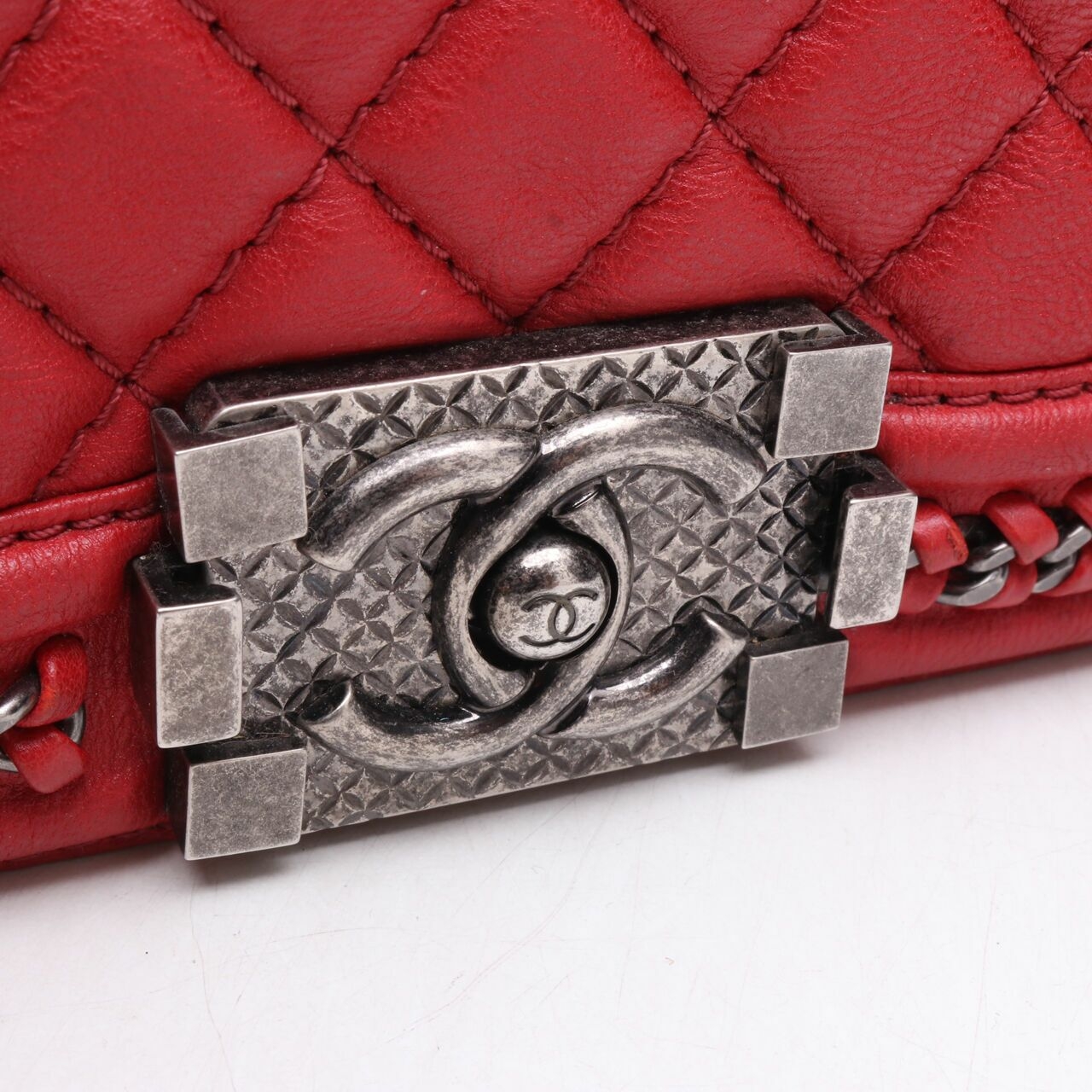 Chanel Boy Top Handle Red #23 RHW Satchel