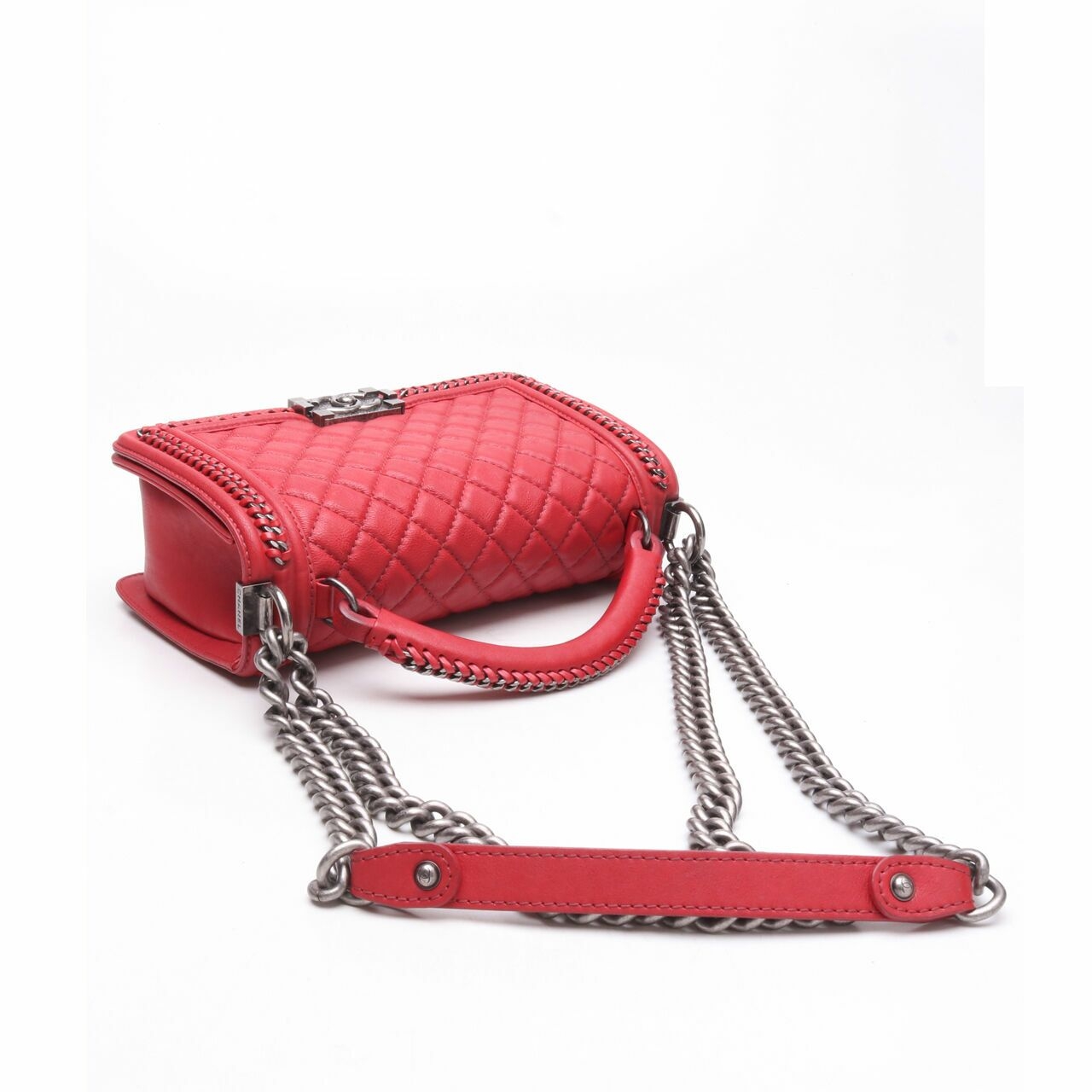 Chanel Boy Top Handle Red #23 RHW Satchel