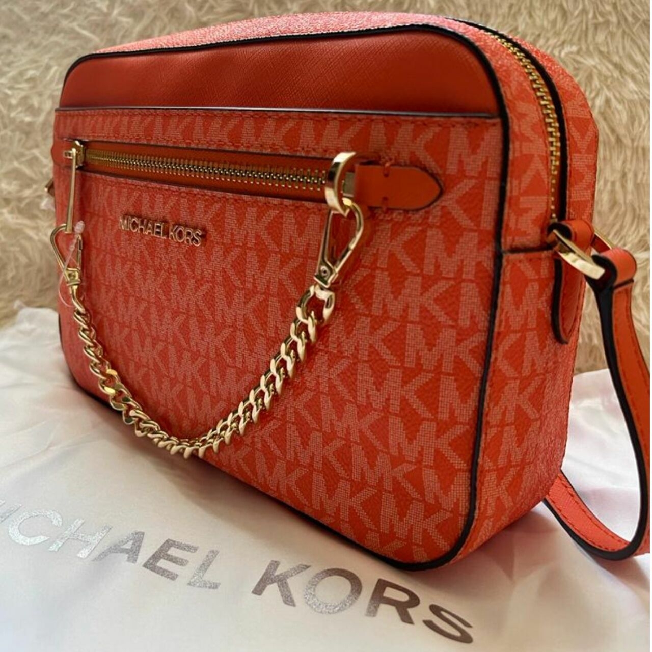 Michael Kors Large East West Jet Set Zip Chain Crossbody Bag