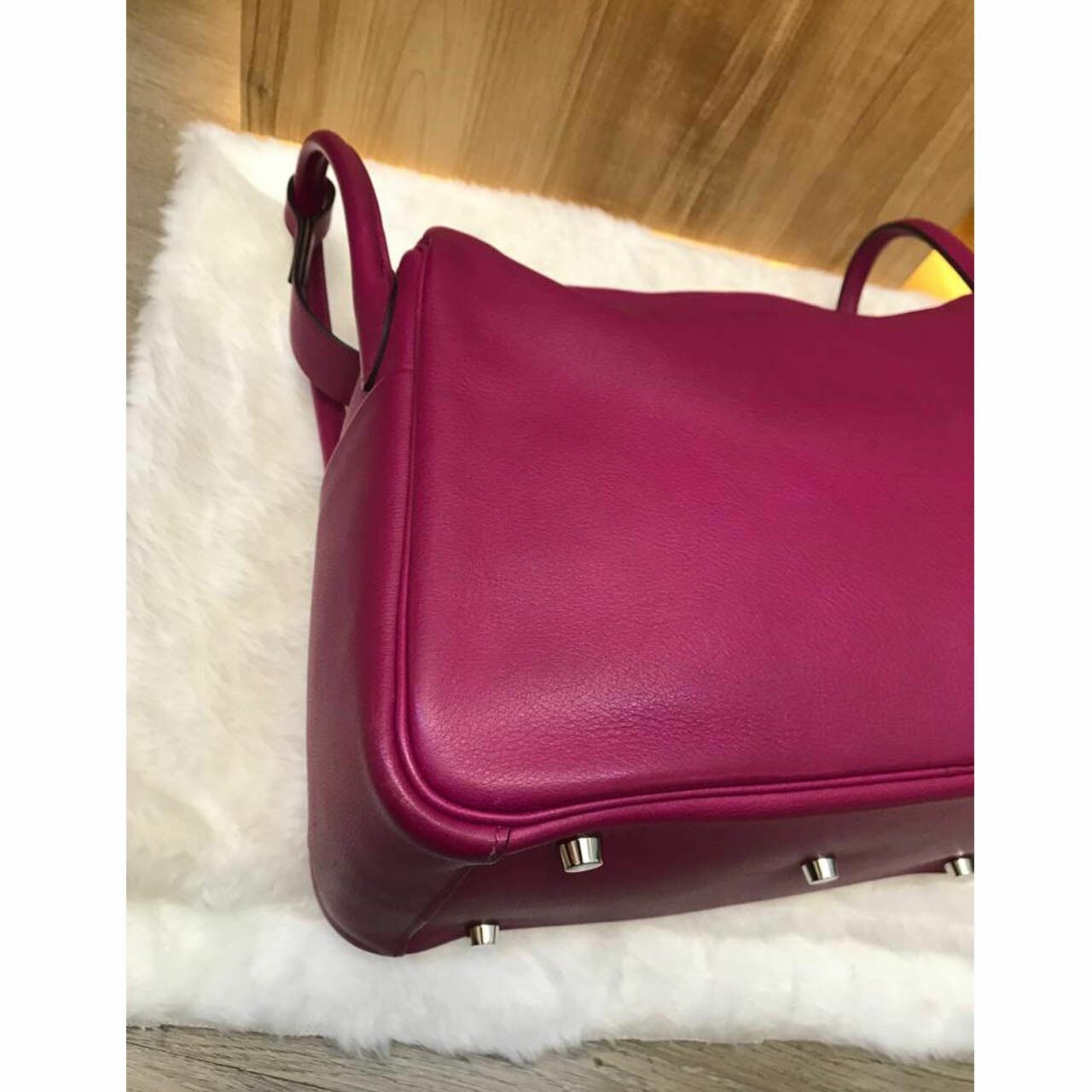 Hermes Lindy 30 Rose Pourpre Evercolor PHW #A Shoulder Bag