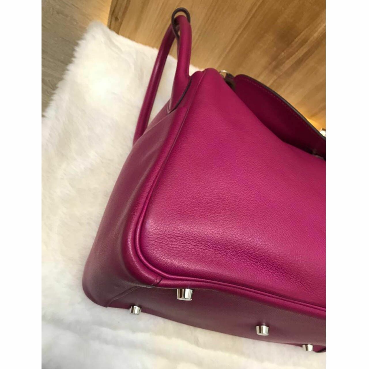 Hermes Lindy 30 Rose Pourpre Evercolor PHW #A Shoulder Bag