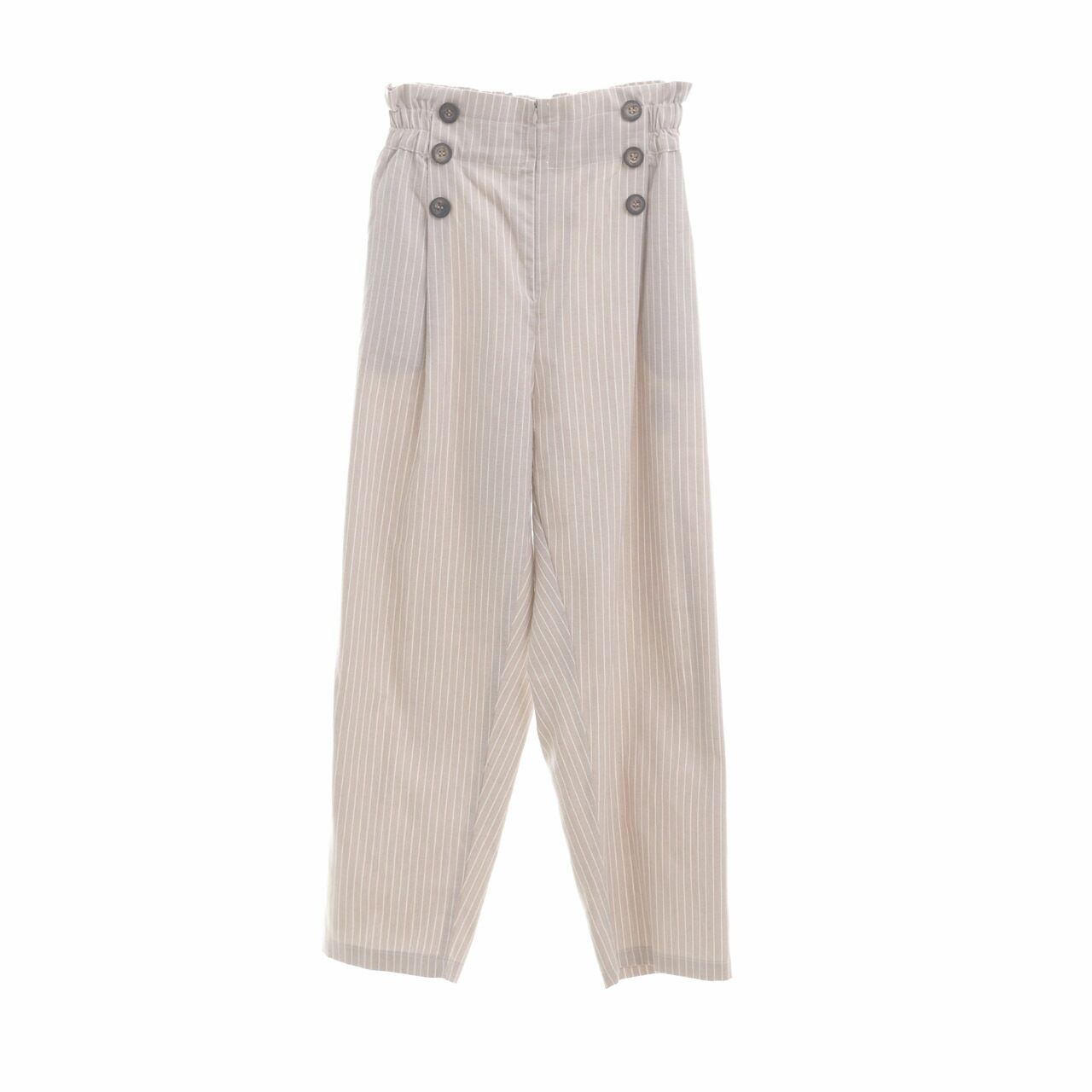 This is April Taupe & White Stripes Long Pants