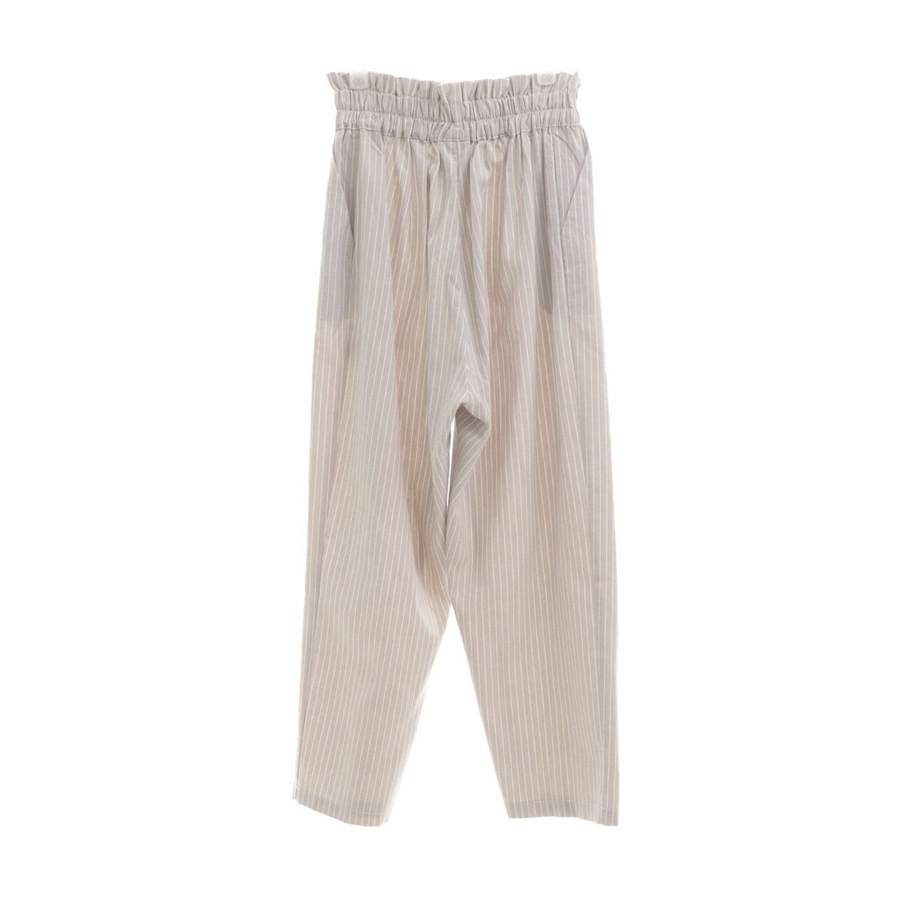 This is April Taupe & White Stripes Long Pants