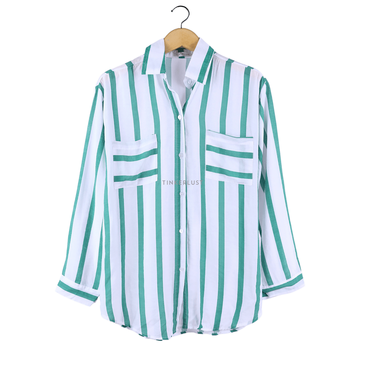 Private Collection Green & White Stripes Shirt