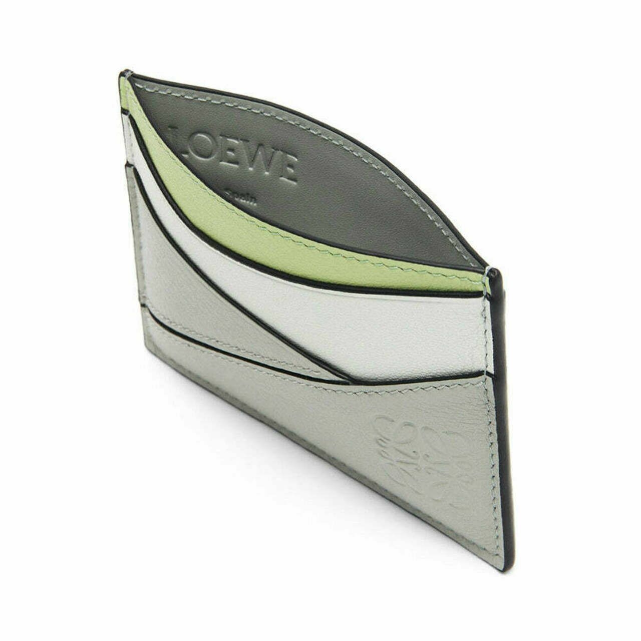 Loewe Puzzle Plain Card Holder Classic Calfskin Ash Grey/Light Celadon