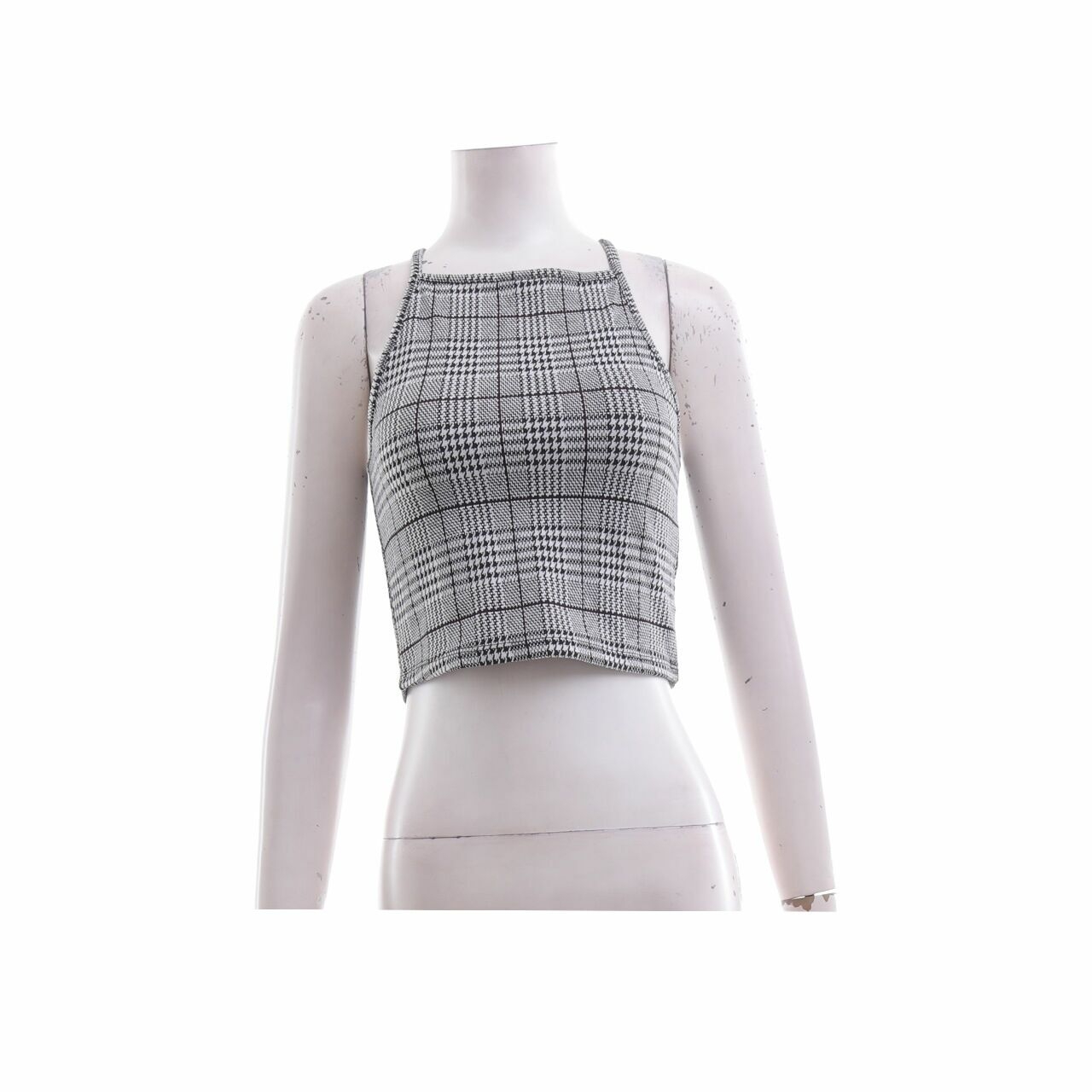 H&M Grey Houndstooth Cropped Sleeveless