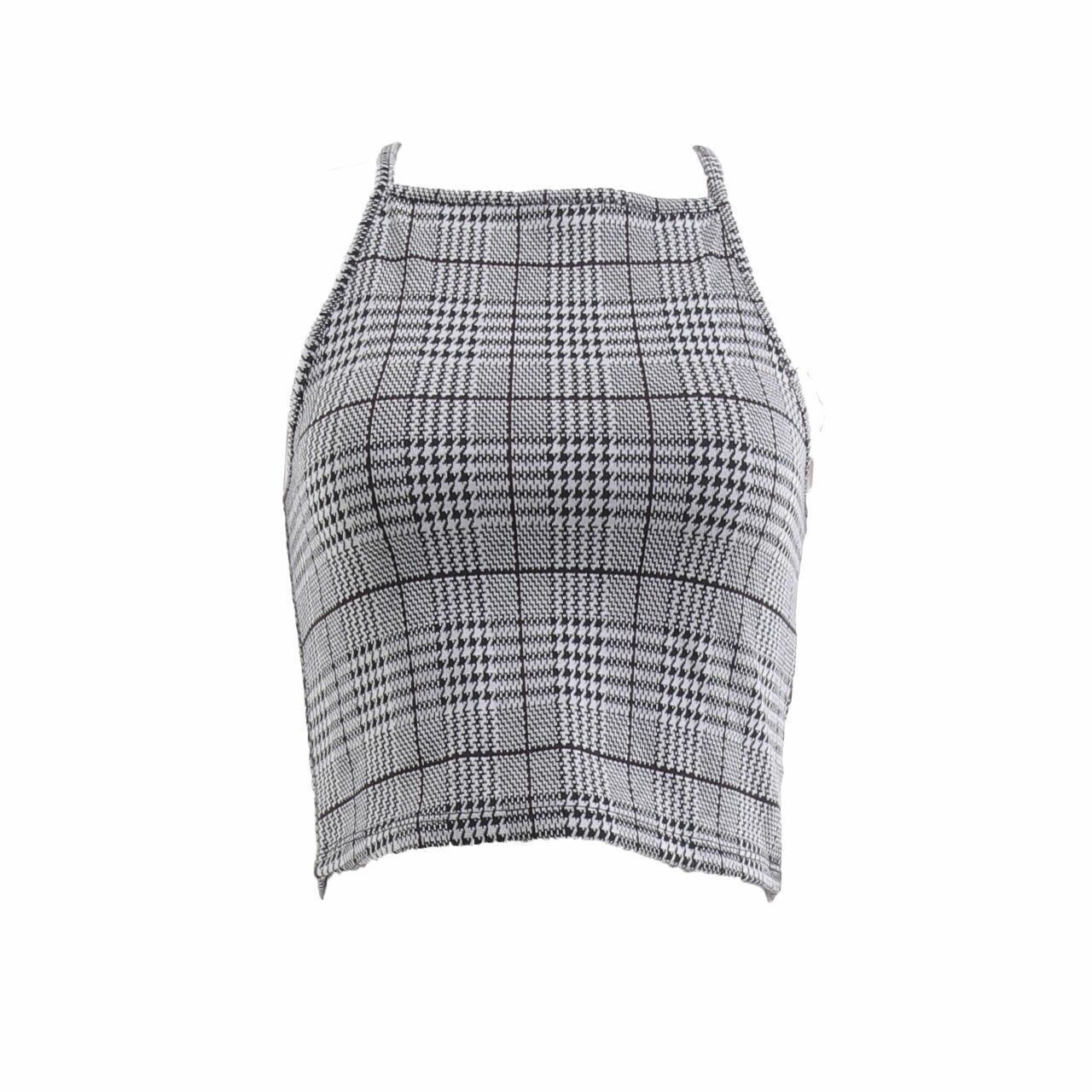 H&M Grey Houndstooth Cropped Sleeveless