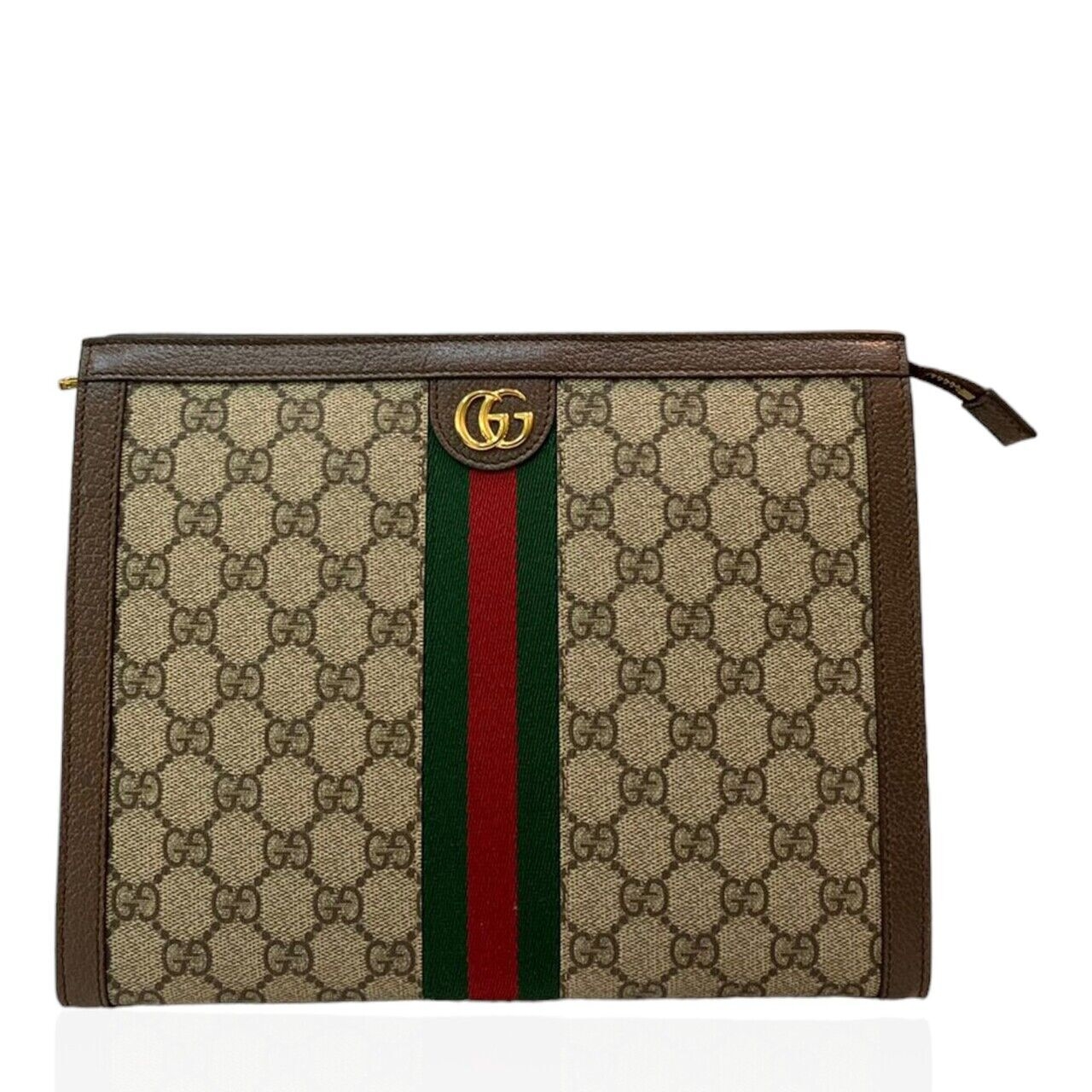 Gucci Ophidia Beige Ebony Brown GG Supreme Pouch