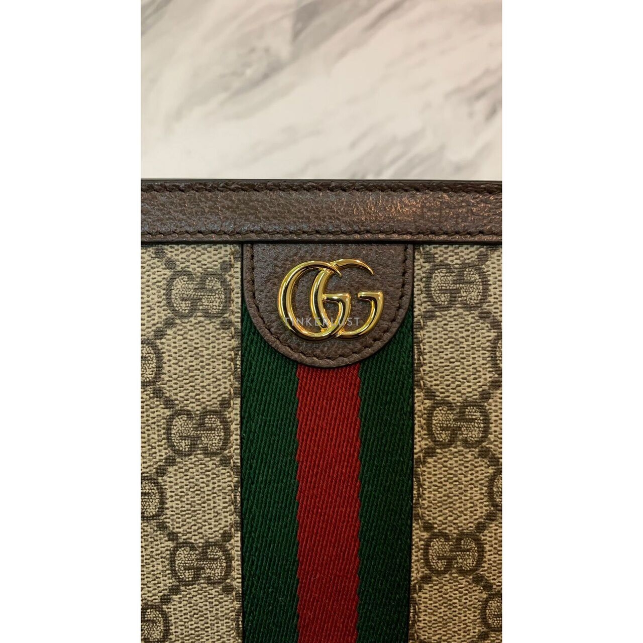 Gucci Ophidia Beige Ebony Brown GG Supreme Pouch