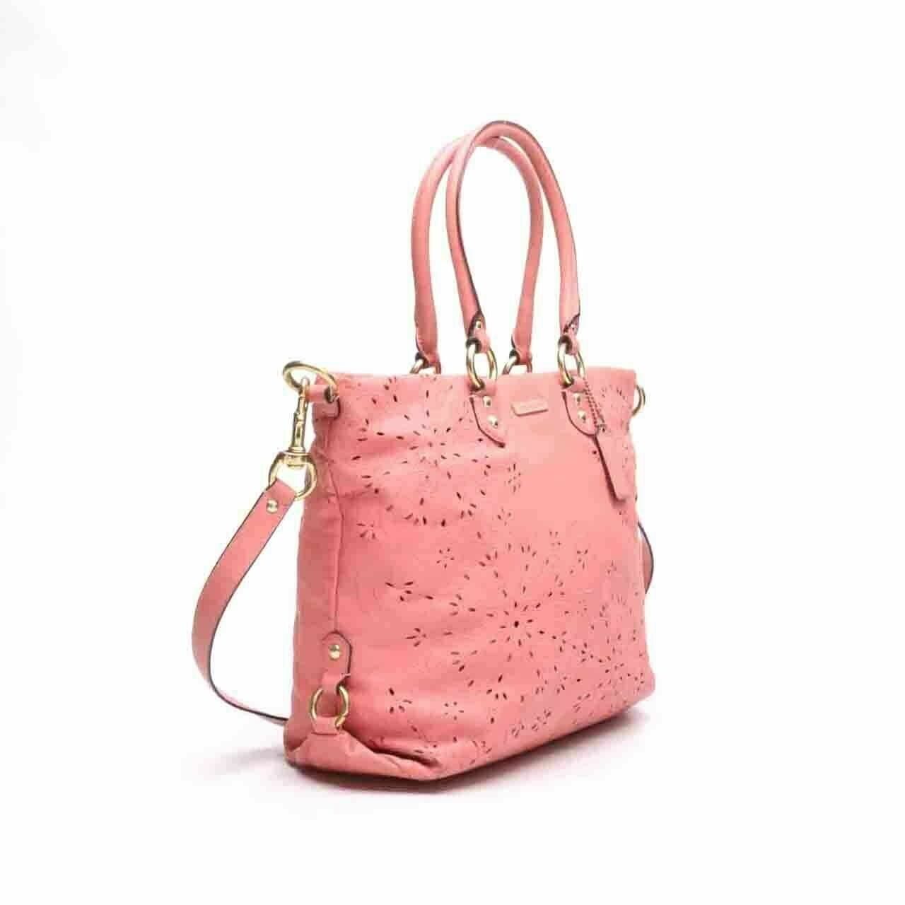 Coach Ashley Tossed Laser Cut Tote Bag Pink 