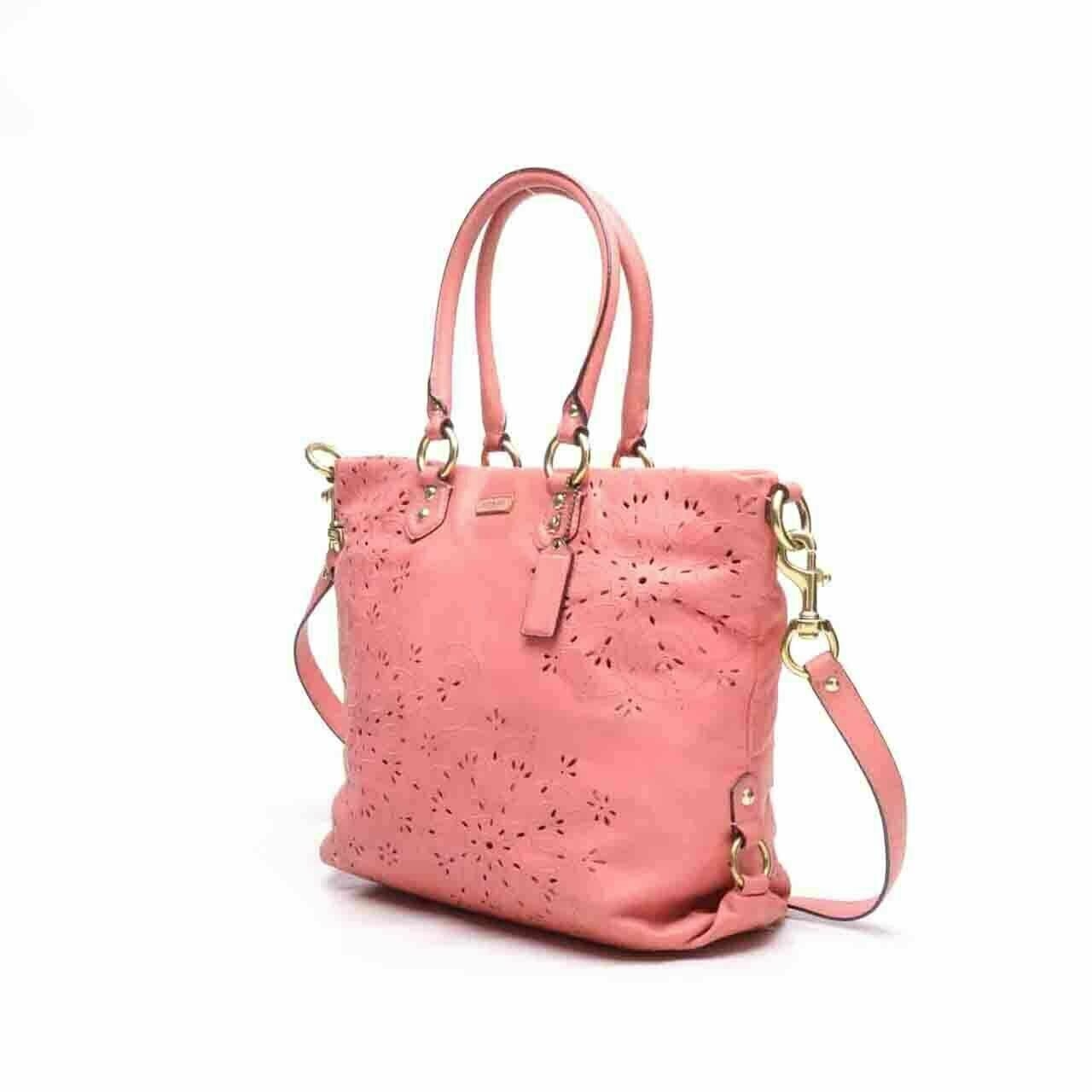 Coach Ashley Tossed Laser Cut Tote Bag Pink 