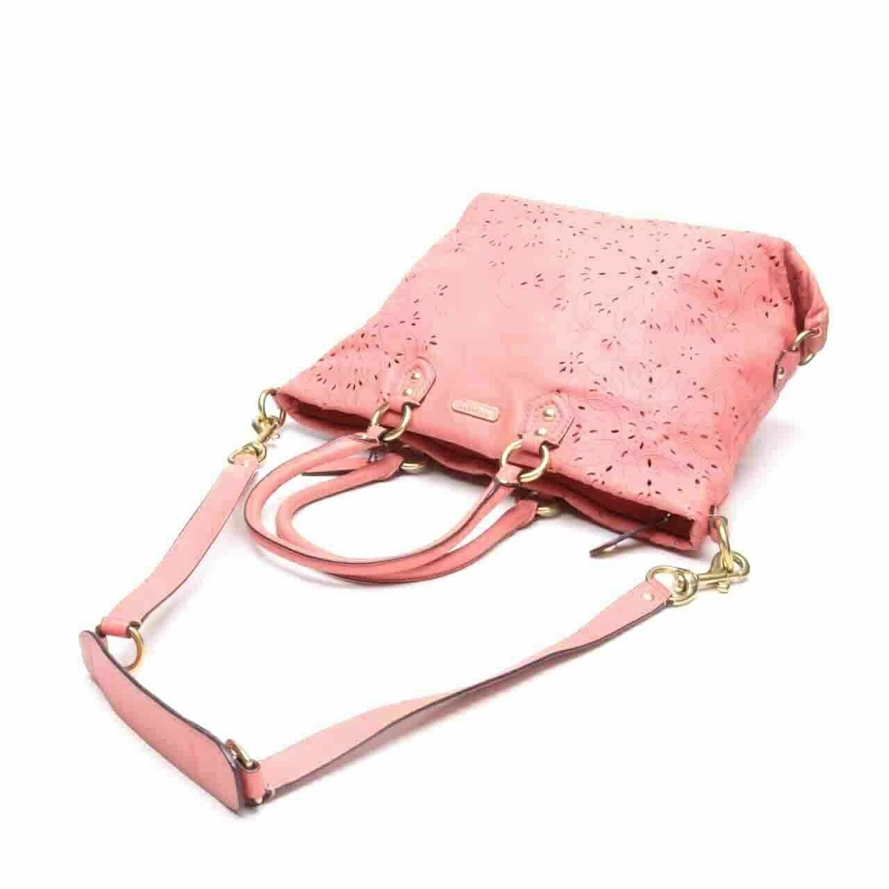 Coach Ashley Tossed Laser Cut Tote Bag Pink 