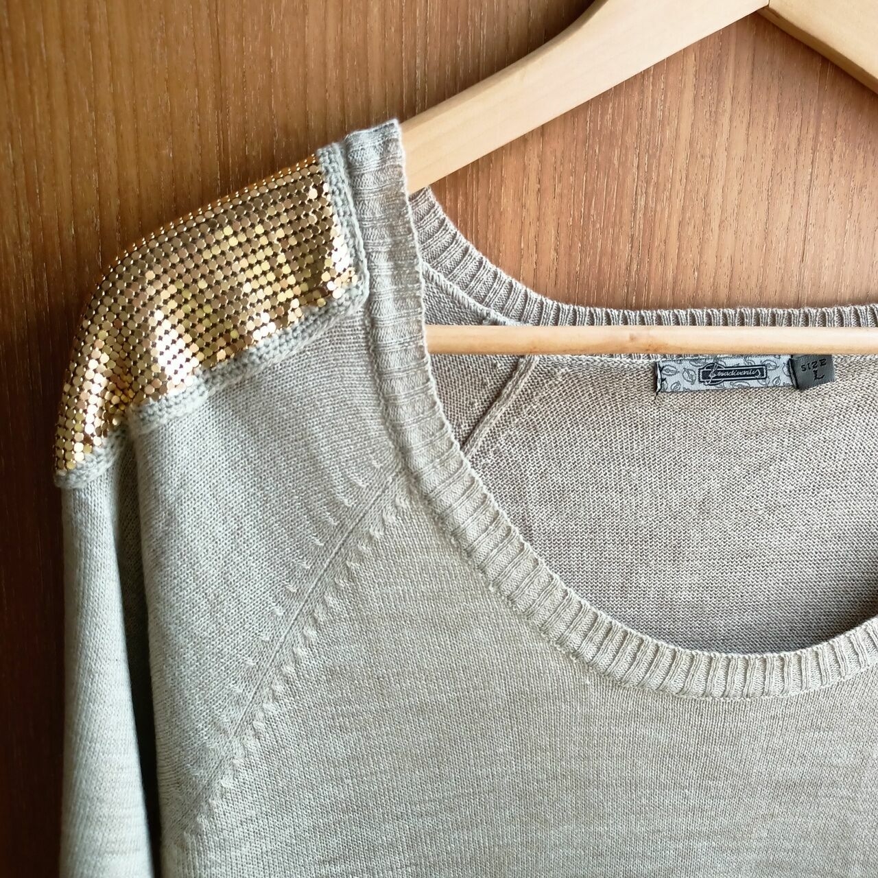 Stradivarius Gold & Grey Sweater