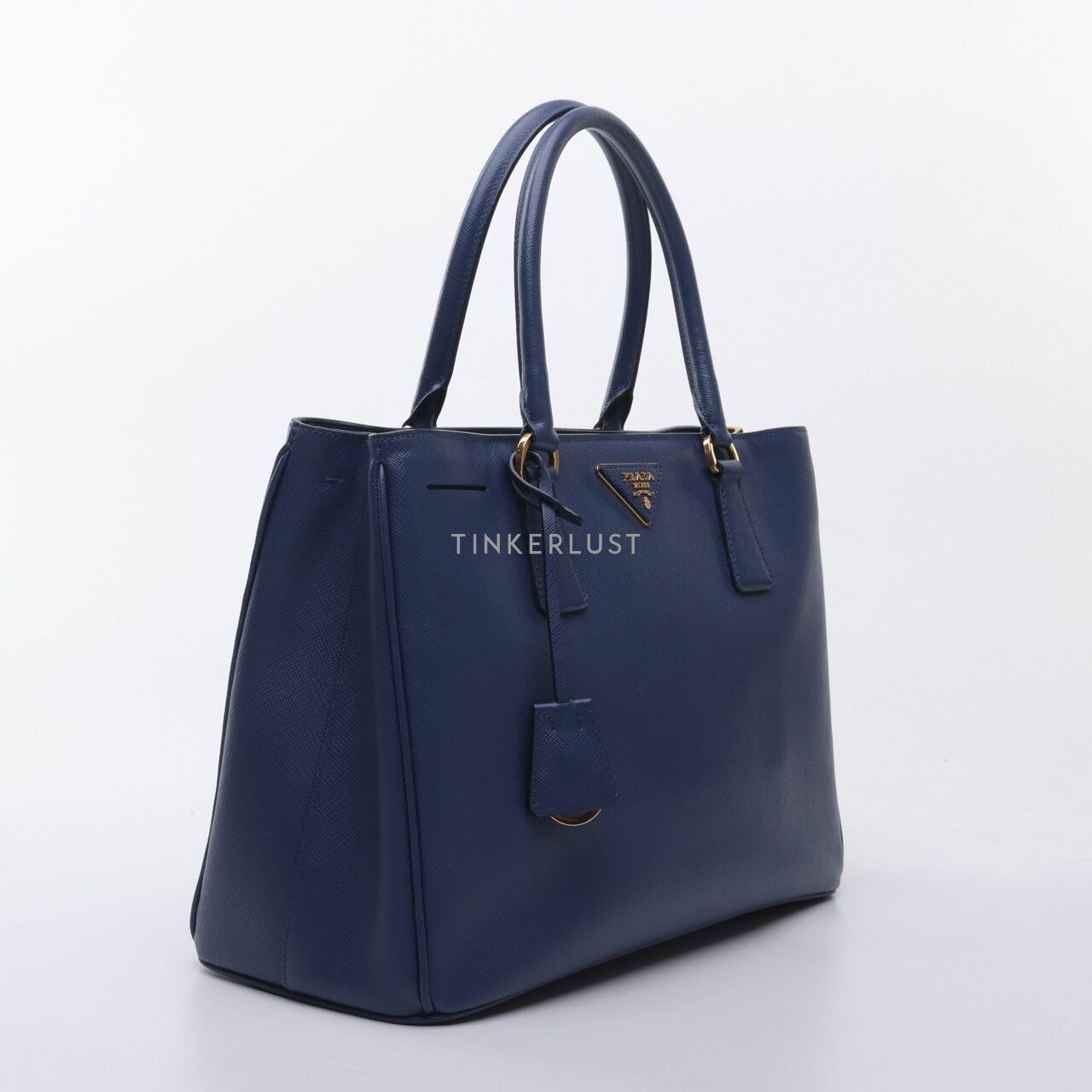 Prada BN1874 Saffiano Lux Blue Satchel Bag