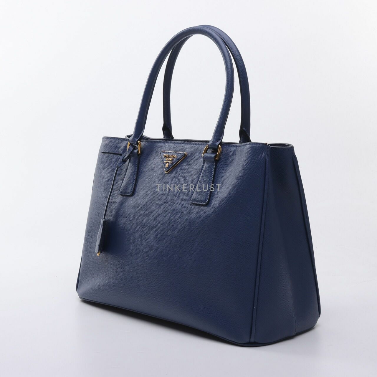 Prada BN1874 Saffiano Lux Blue Satchel Bag