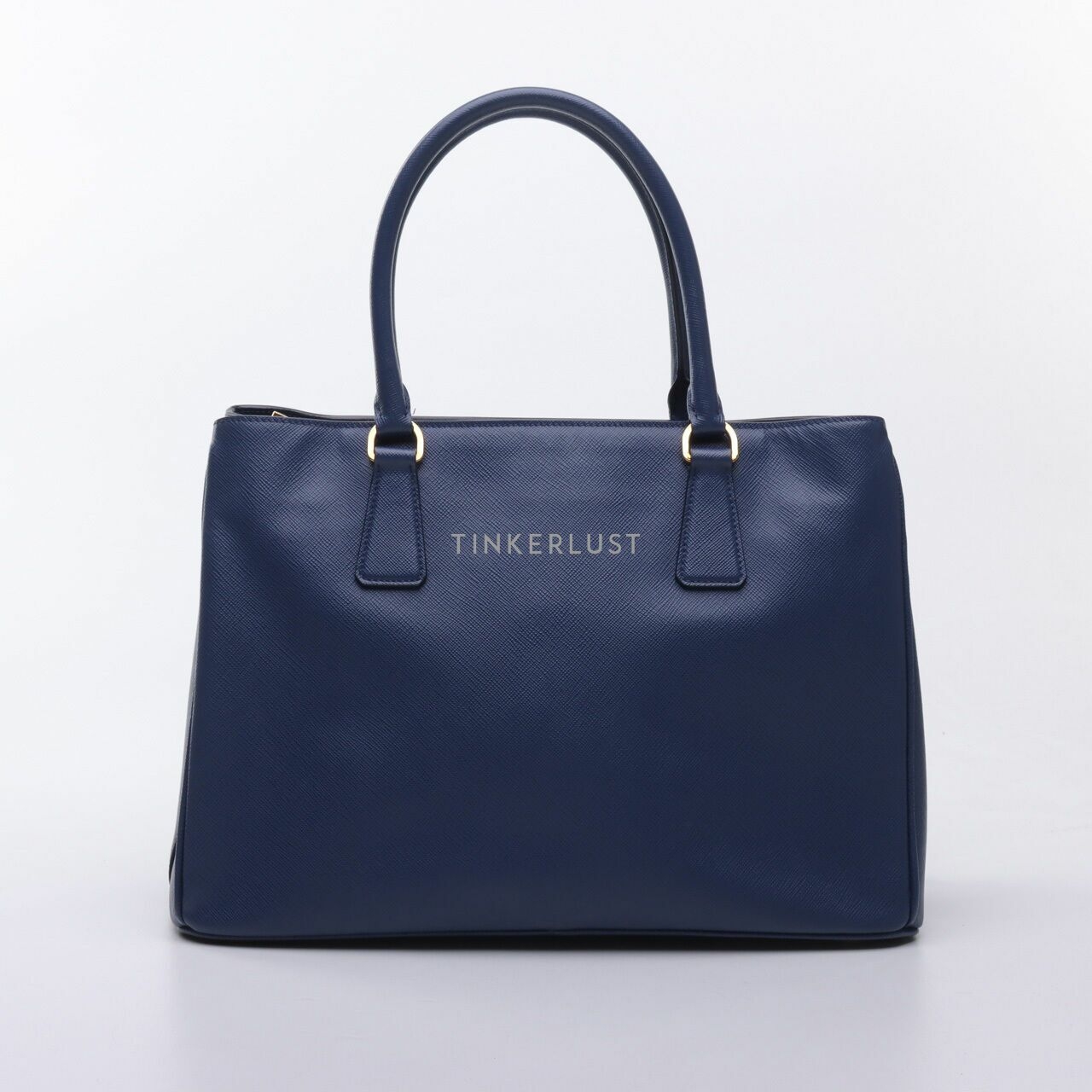 Prada BN1874 Saffiano Lux Blue Satchel Bag