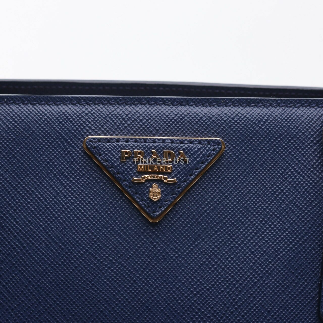 Prada BN1874 Saffiano Lux Blue Satchel Bag