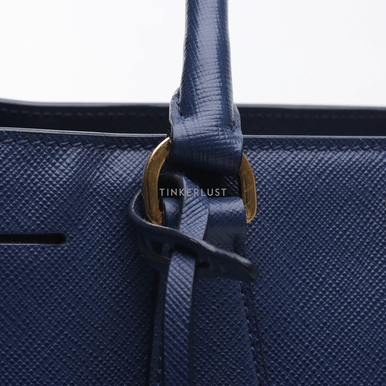 Prada BN1874 Saffiano Lux Blue Satchel Bag