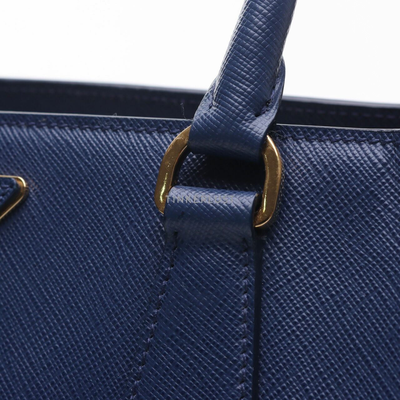 Prada BN1874 Saffiano Lux Blue Satchel Bag