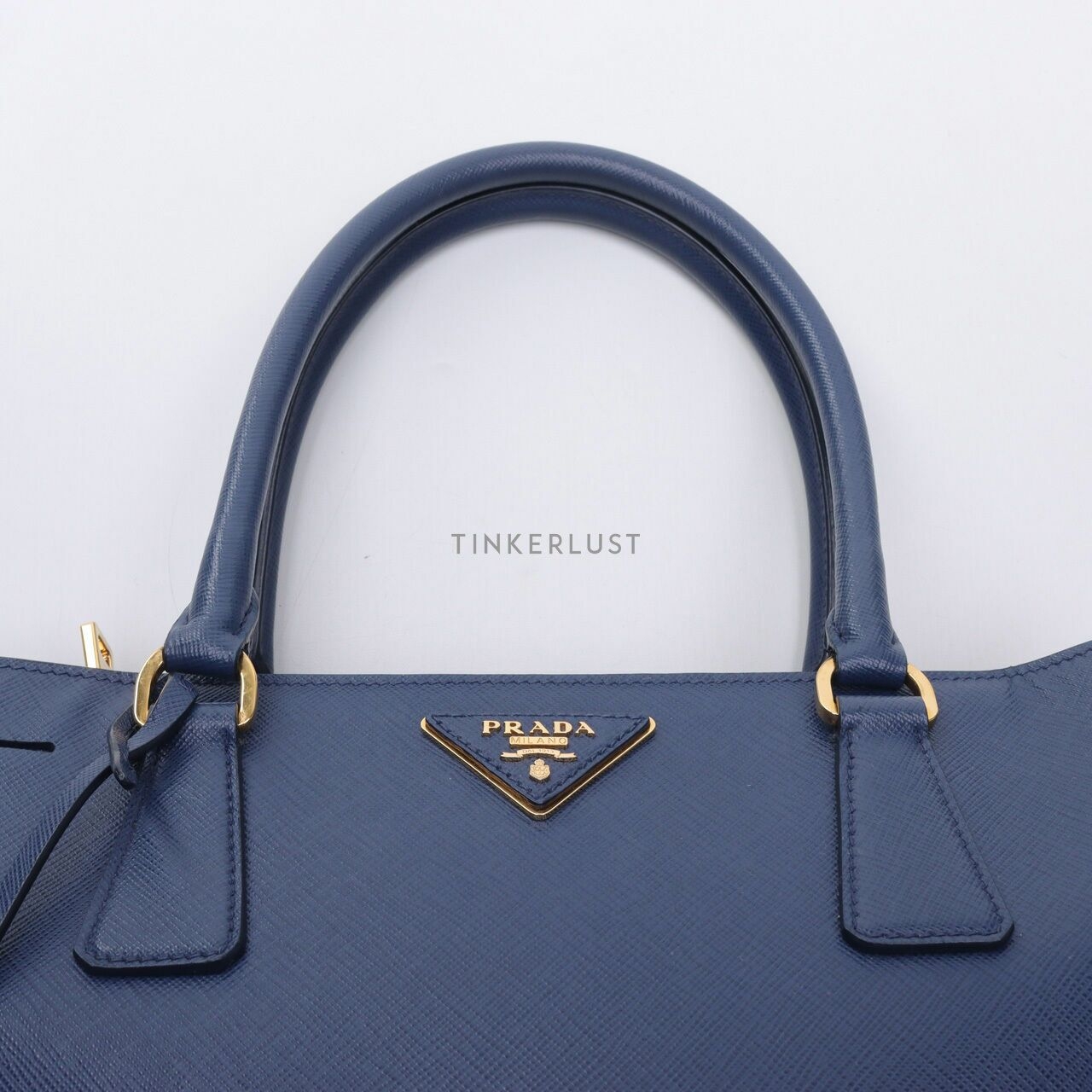 Prada BN1874 Saffiano Lux Blue Satchel Bag