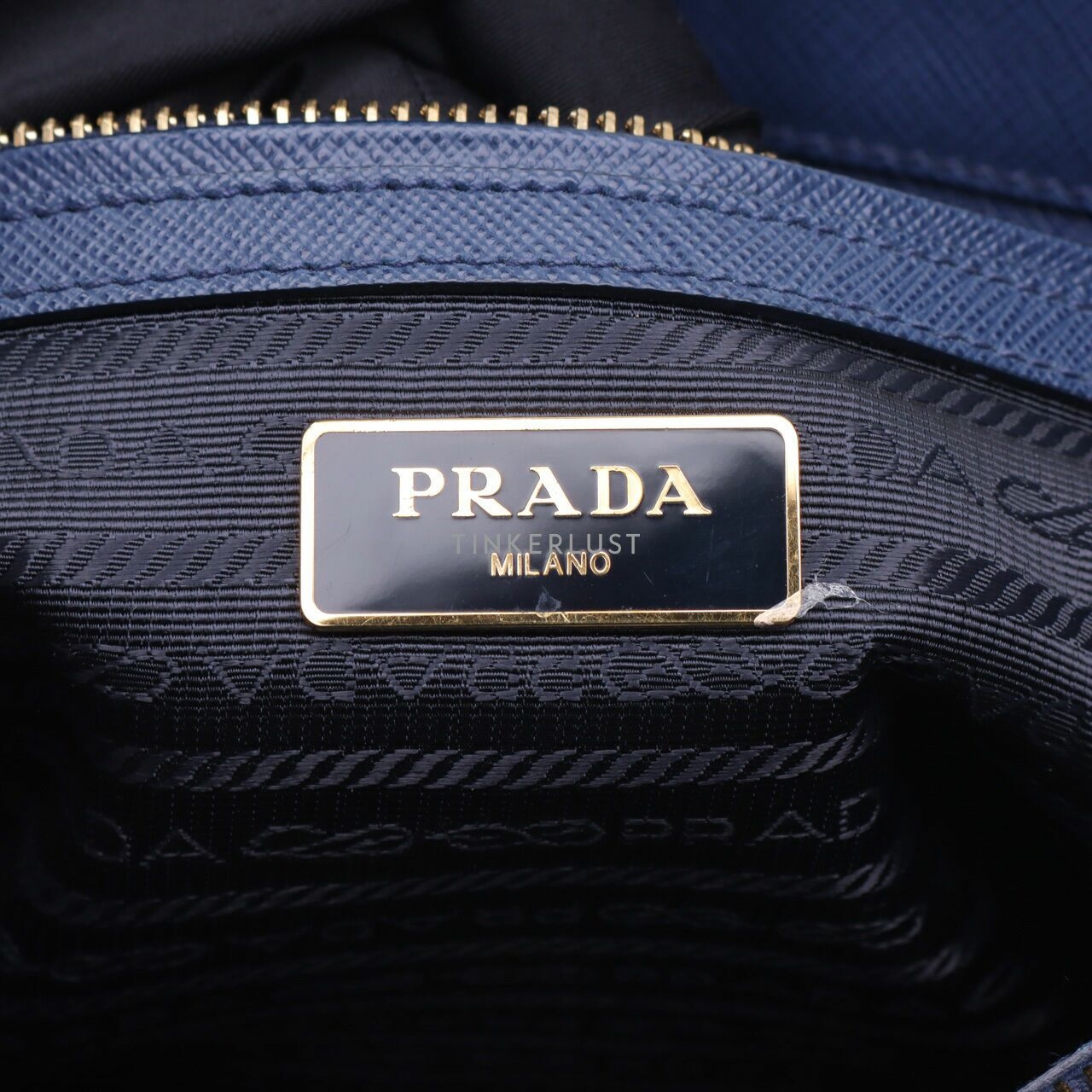 Prada BN1874 Saffiano Lux Blue Satchel Bag