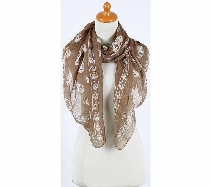 Alexander McQueen Brown Skull-Print Scarf