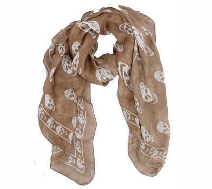 Alexander McQueen Brown Skull-Print Scarf