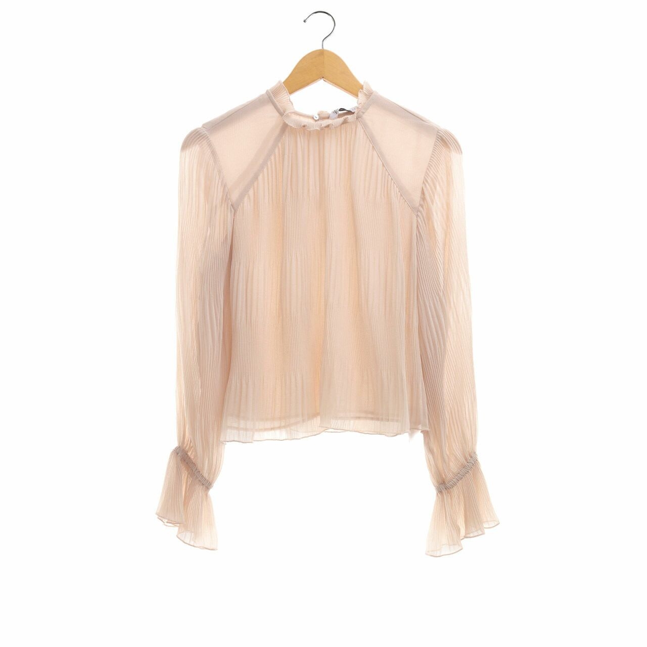 Zara Light Brown Pleated Blouse