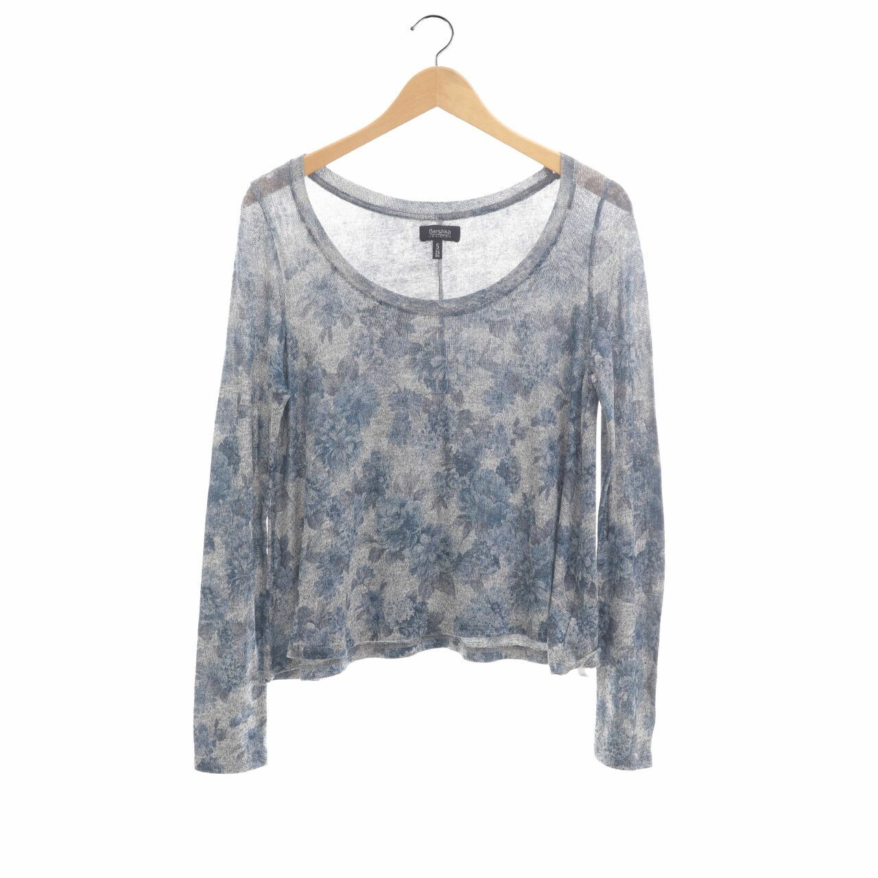 Bershka Grey Knit Floral Blouse