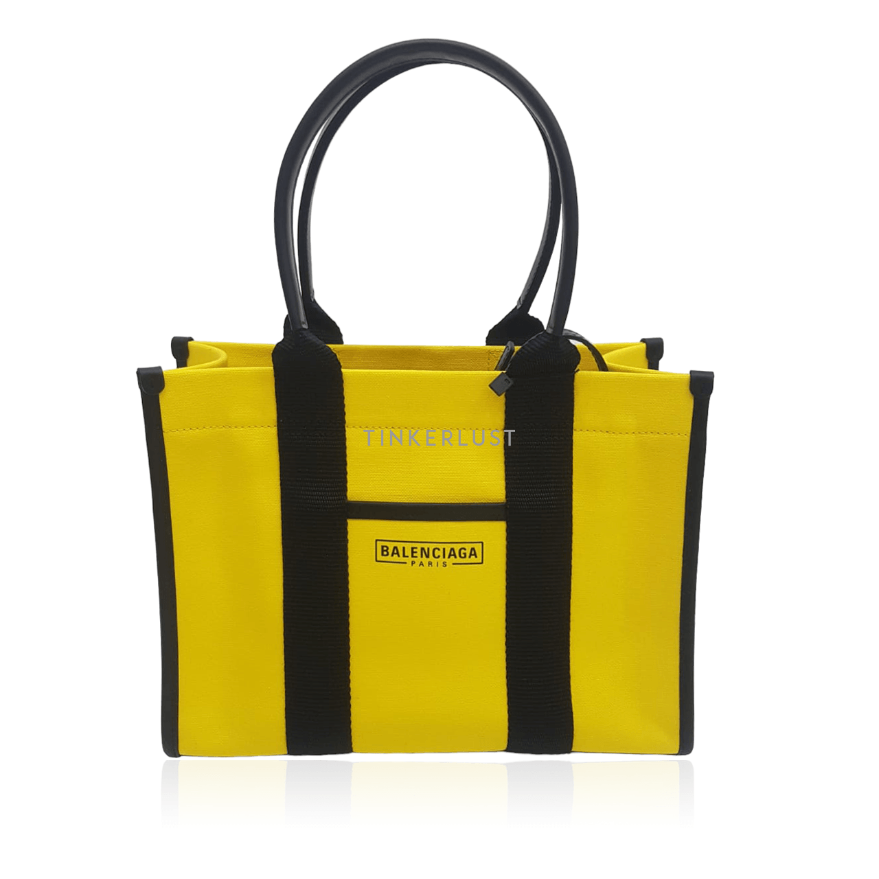 Balenciaga Tote Yellow & Black Canvas Satchel