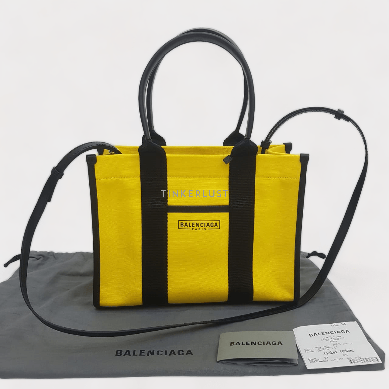 Balenciaga Tote Yellow & Black Canvas Satchel