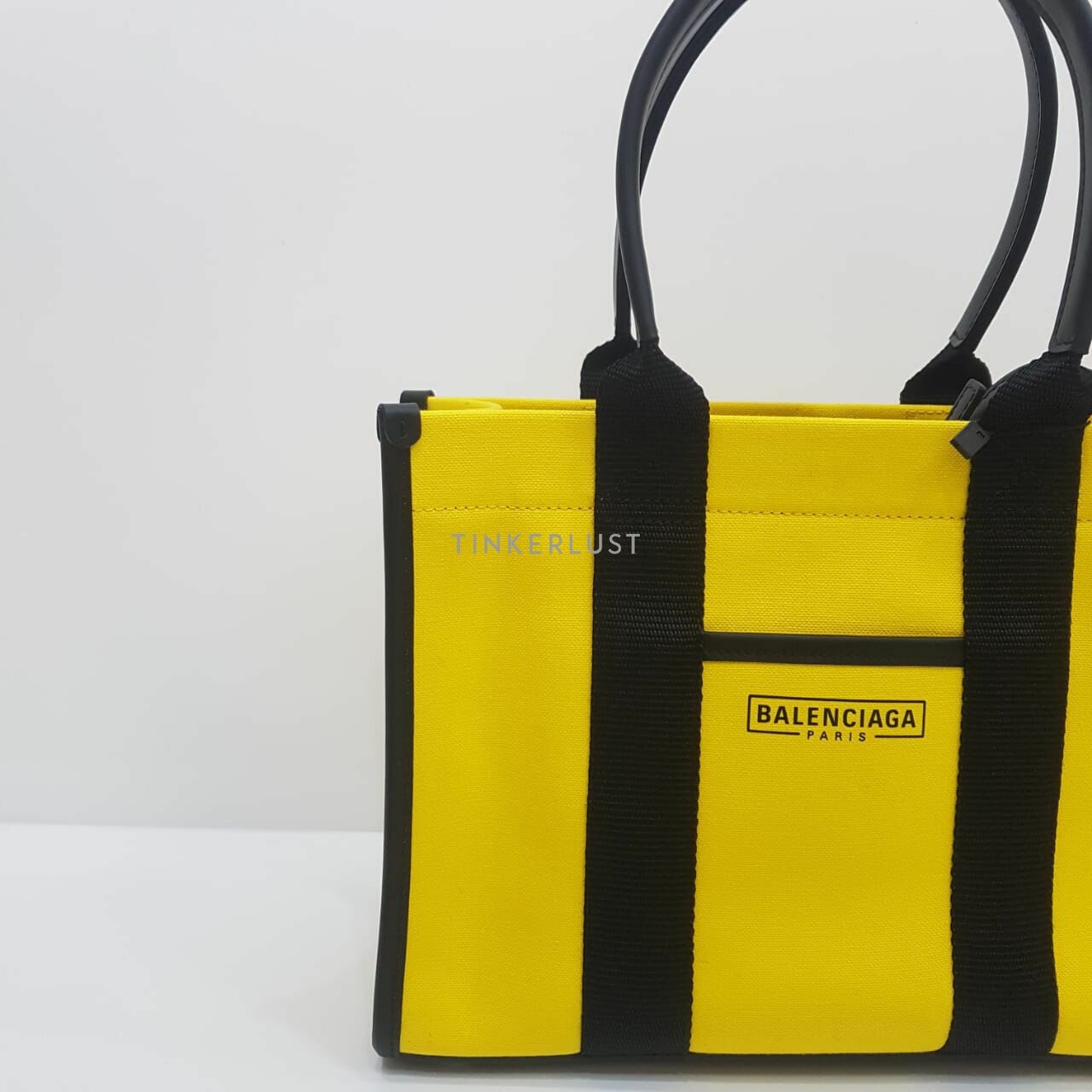 Balenciaga Tote Yellow & Black Canvas Satchel