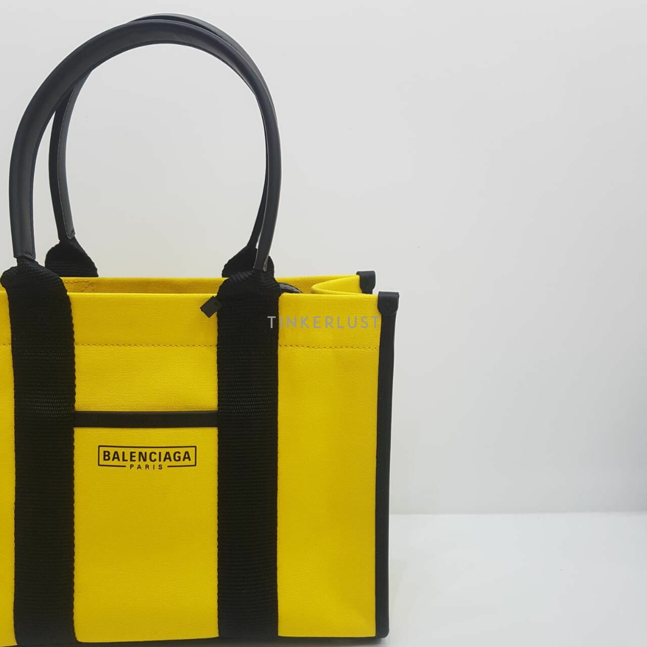 Balenciaga Tote Yellow & Black Canvas Satchel